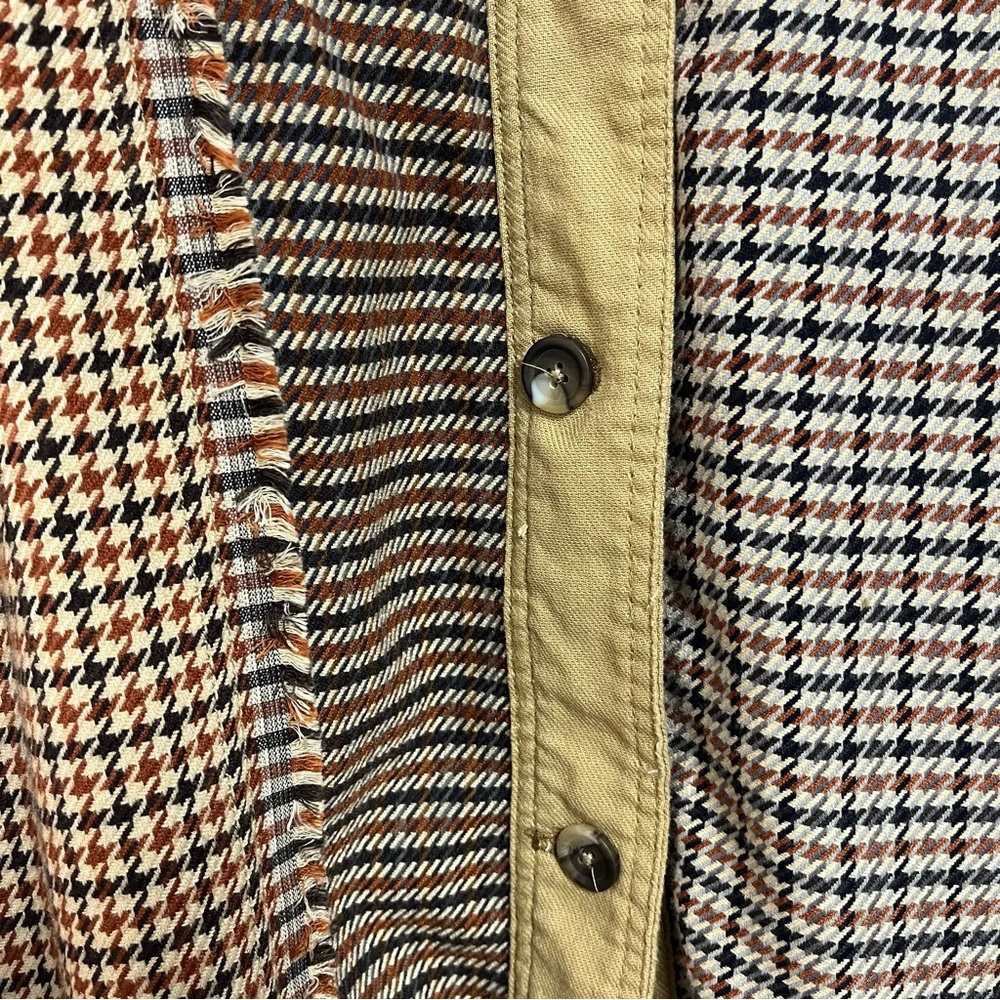 We The FREE PEOPLE Medium Bentley Ombre Shirt Jacket Overcoat Houndstooth Plaid - Picture 7 of 12